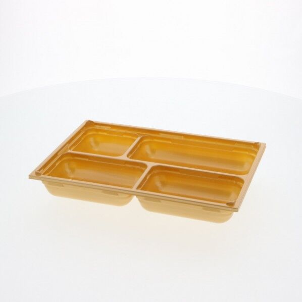 アクタ 弁当容器 ワン折重 底 81×55 SP-4 金 組立後外寸:243×166×45mm/深さ35mm 004430086 25枚