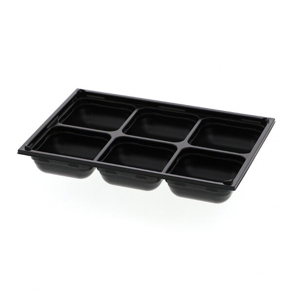 アクタ 弁当容器 ワン折重 底 81×55 SP-6 黒 外寸:243×166×35mm 004430089 25枚