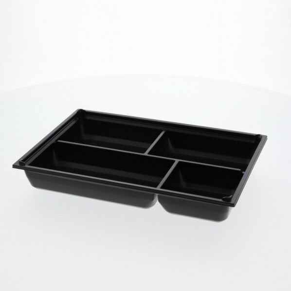アクタ 弁当容器 ワン折重 底 90×60 J-4 黒 組立後外寸:270×181×50mm/深さ:35mm 004430093 25枚