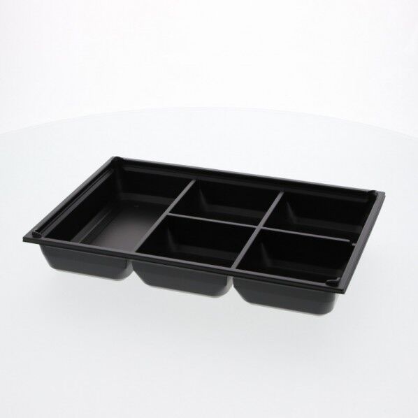 アクタ 弁当容器 ワン折重 底 90×60 J-5 黒 組立後外寸:270×181×50mm/深さ:35mm 004430094 25枚