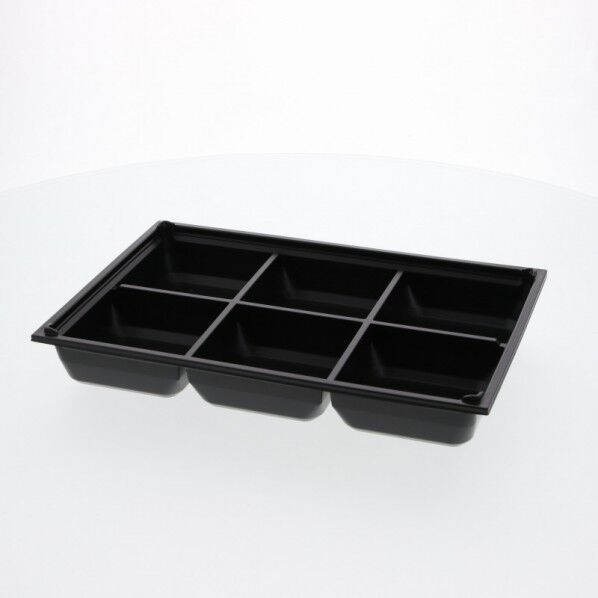 アクタ 弁当容器 ワン折重 底 90×60 J-6 黒 組立後外寸:270×181×50mm/深さ:35mm 004430095 25枚