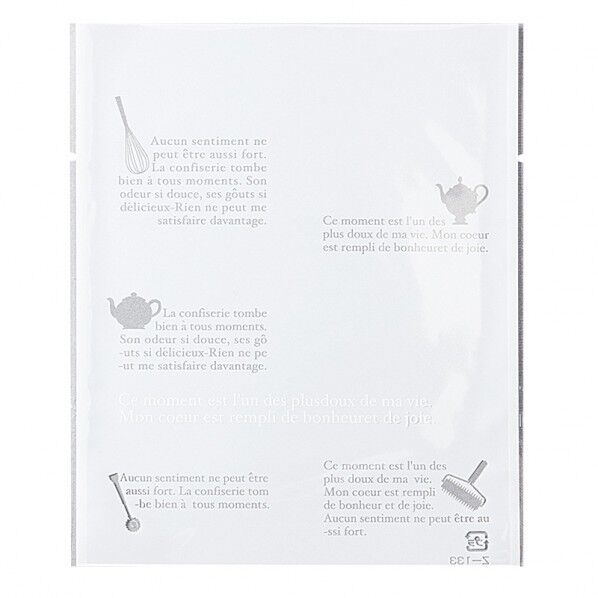 平袋 仏語&ツール柄 大 Z-133-1 白