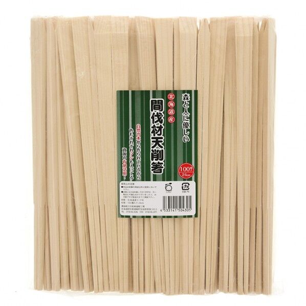 トド松 間伐材天削箸 9寸 24cm ポリ入