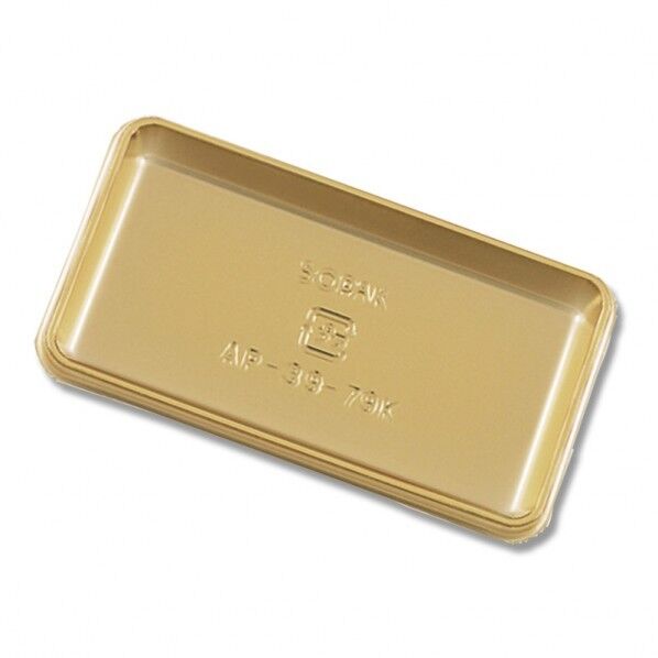 木村アルミ箔 ケーキ用 金トレー AP-39-79K 外寸:50×90×高8mm/底:39×79mm 004739305 100枚