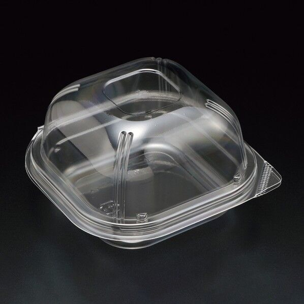 スミ 食品容器 ユニコン LS-角120ドーム 透明 外寸:122×122×高30(蓋高43)mm 004440253 100枚