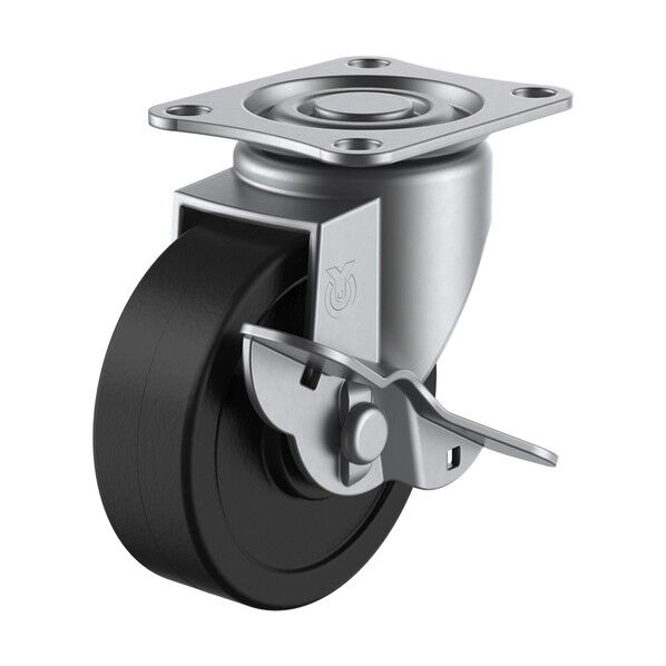 プレート式キャスター SUS-Sシリーズ (ハードゴム車) 自在ストッパー付
