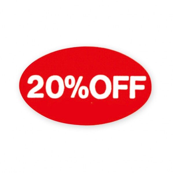 HEIKO タックラベル(シール) No.350 「20%OFF」 24片 13x22mm 007073143 1シート