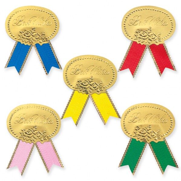 HEIKO ギフトシール(リボン付シール) アソート M ベストウイッシュ 金 42片 007081109 1点