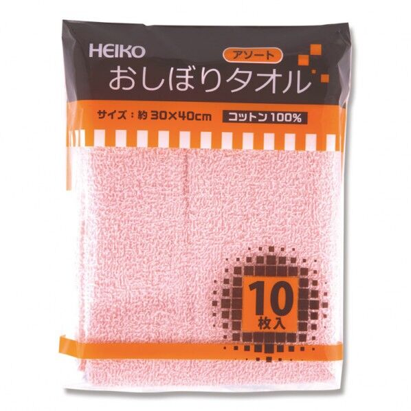 シモジマ HEIKO おしぼりタオル アソート 10枚×10パック 004747004 1点