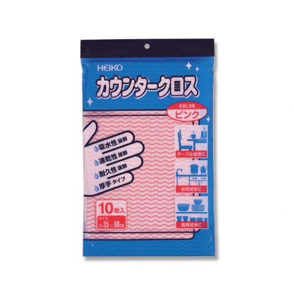 HEIKO カウンタークロス 80g 厚手 10枚 ピンク 350×600mm 4753015 1点