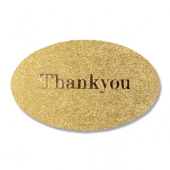 HEIKO ギフトシール オーバル サンキュー 36片 金 22×36mm 7161621 1点