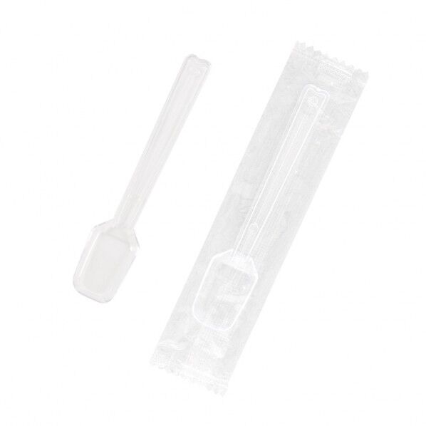 プラスチック角スプーン 9cm 単袋 透明 100本 004513009 100本