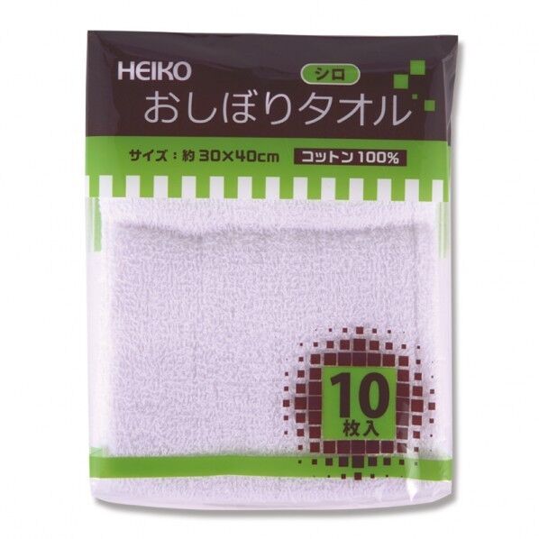 シモジマ HEIKO おしぼりタオル 10P 300×400mm 白 004747003 10枚