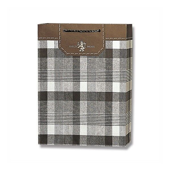 HEIKO 手提げ紙袋 デラックスチャームバッグ サニー2才(S2)10枚 ゴールドチェック 330×マチ100×450mm 5222754 1点