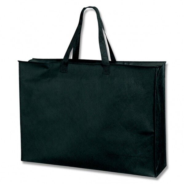 シモジマ HEIKO 不織布手提げ袋 Fバッグ チャック付3L 5枚 650×マチ150×470mm 黒 8739406 1点...