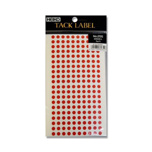 シモジマ HEIKO タックラベル(シール)No.255 丸 5mm 赤 7073050 1点