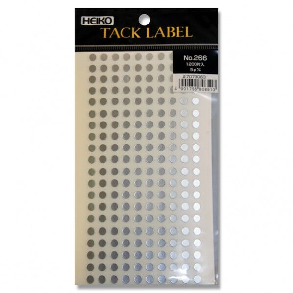 シモジマ HEIKO タックラベル(シール)No.266 丸 5mm 銀 7073063 1点