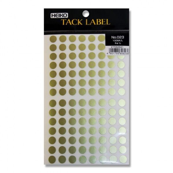 シモジマ HEIKO タックラベル(シール)No.023 丸 9mm 金 7062641 1点