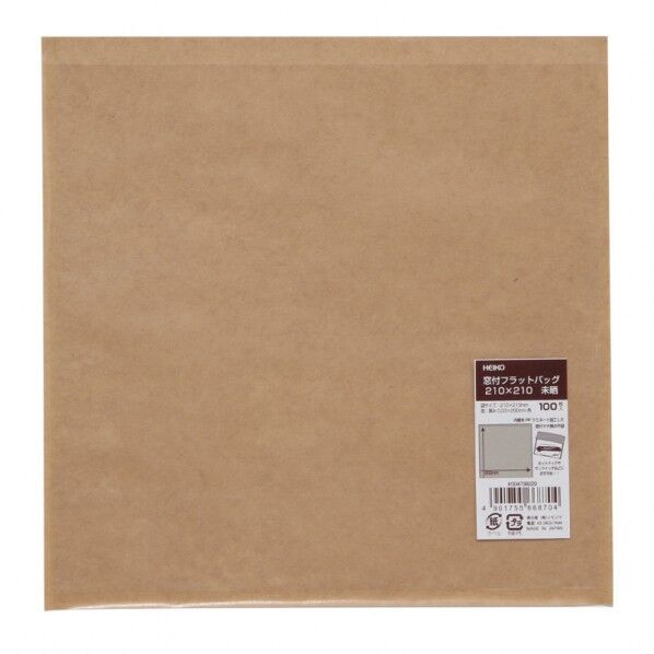 HEIKO 惣菜袋 窓付フラットバッグ 100枚 未晒 210×210mm/内寸:195×200mm 4738229 1点