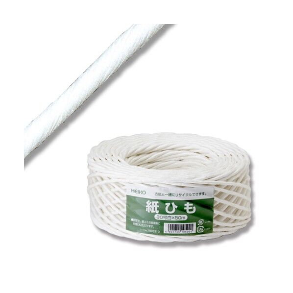 シモジマ HEIKO 紐 紙紐 30号 約3mm×50m(約220g) 白 001505210 1巻