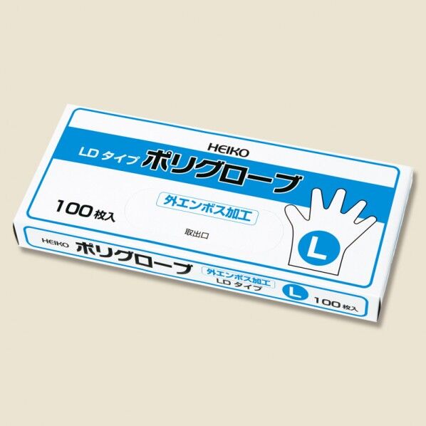 シモジマ HEIKO ポリグローブ LD 外エンボス 100枚 L クリア 4771050 1点