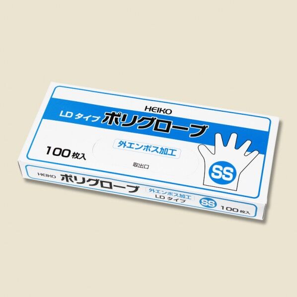 シモジマ HEIKO ポリグローブ LD 外エンボス 100枚 SS クリア 4771047 1点