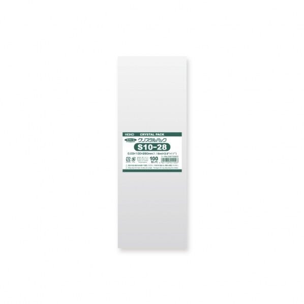 HEIKO OPP袋 クリスタルパック S10-28(テープなし)100枚 透明 0.03×100×280mm 6733900 1点
