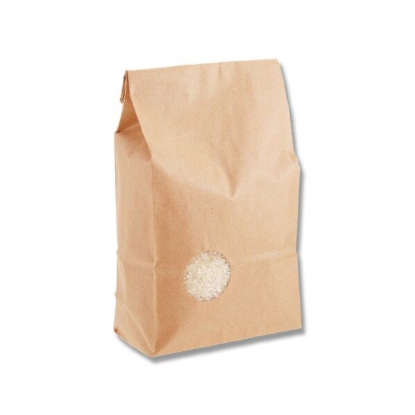 米袋 1kg テープ 窓あり 200枚 クラフト 120×マチ60×250mm 4193043 1点