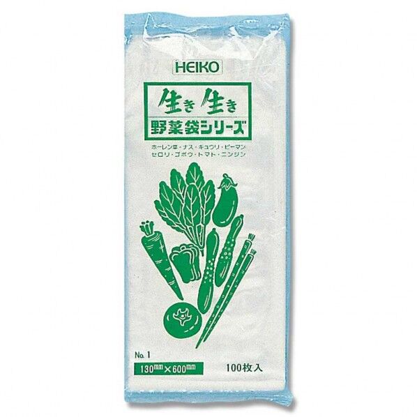 HEIKO ポリ袋 野菜袋シリーズ No.1 PPセロリ用(無地)100枚 透明 0.025×130×600mm 6721600 100点
