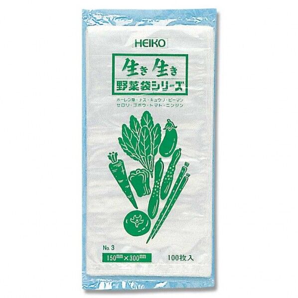 シモジマ HEIKO ポリ袋 野菜袋シリーズ No.3 PPキュウリ5本用(無地)100枚 0.025×150×300mm 透明 6721800 1点