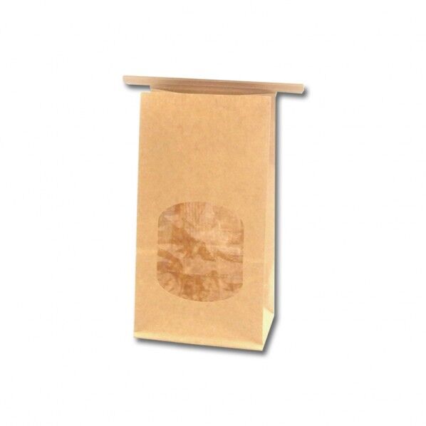 窓付角底袋ワイヤー付 9-6 未晒無地 内側前面ラミネート 10枚 004083500 10枚