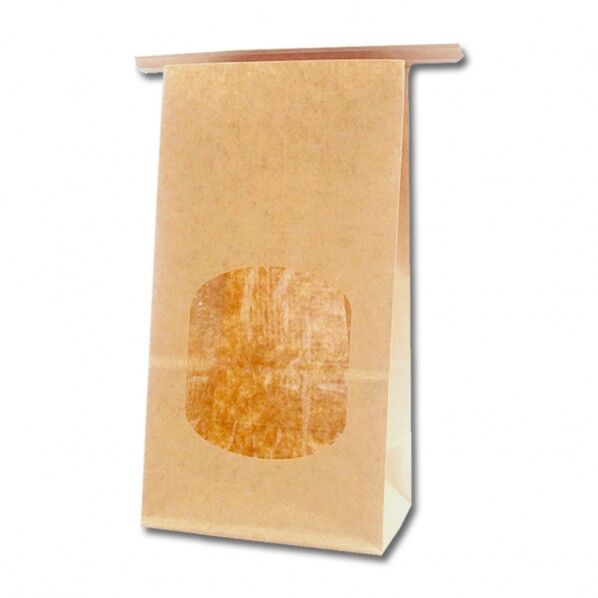 窓付角底袋ワイヤー付 12-6 未晒無地 内側前面ラミネート 10枚 004083501 10枚