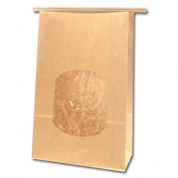 窓付角底袋ワイヤー付 15.5-7 未晒無地 内側前面ラミネート 10枚 004083502 10枚