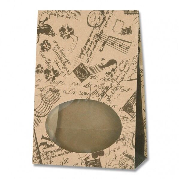 HEIKO 紙袋 窓付袋(内側ラミネート)S1F 50枚 コラージュブラウン 004081100 50枚