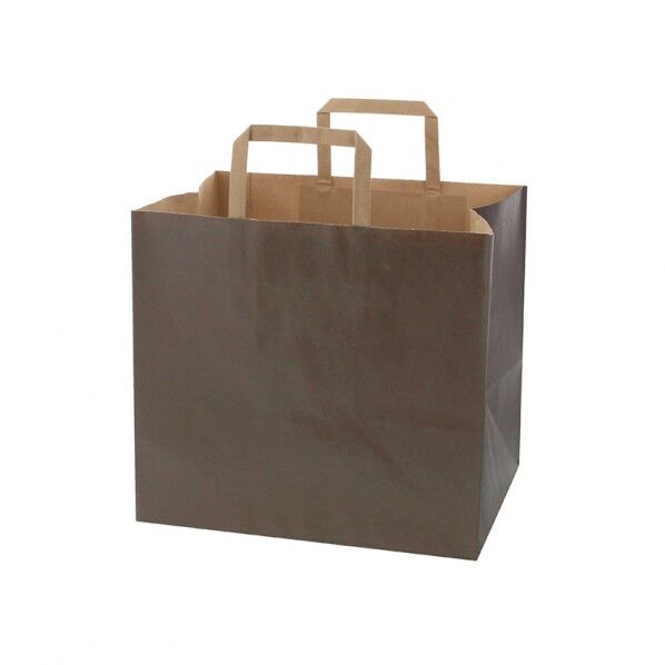 HEIKO 紙袋 Hフラットチャームバッグ 300-1(平手)無地 50枚 未晒ブラウン 300×マチ220×270mm 3277120 50枚