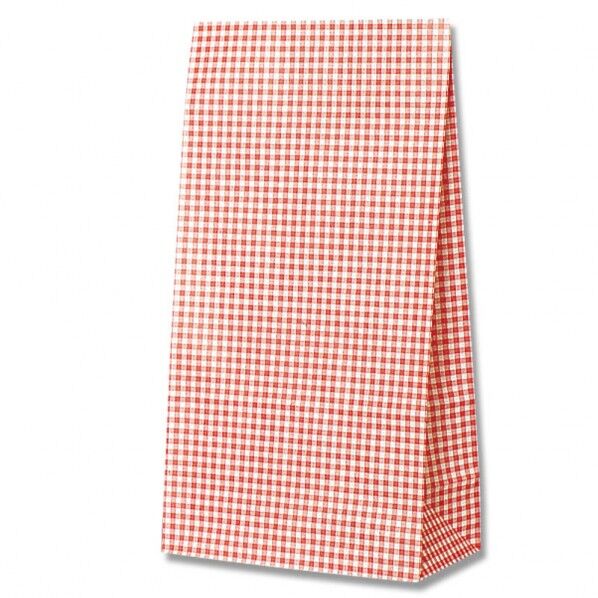 HEIKO 角底袋 ギンガムミニ No.12 100枚 赤 180×マチ105×350mm 4042200 1点