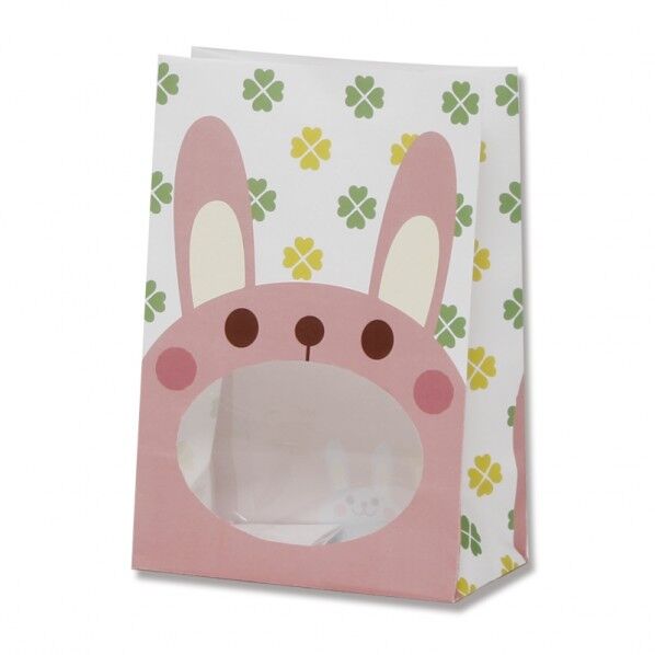 HEIKO 紙袋 窓付袋(内側ラミネート)パックンバッグ S1F 50枚 ウサギ 4082105 1点