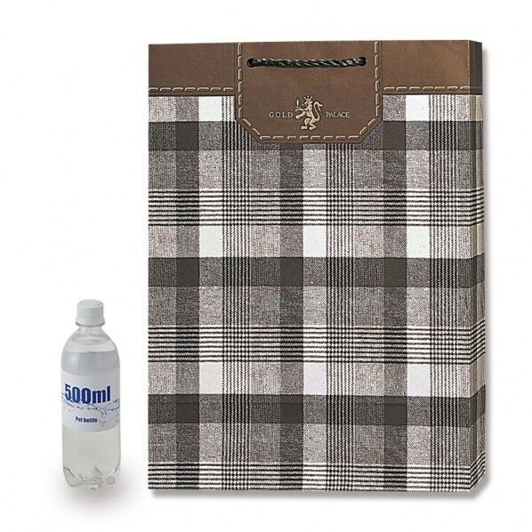 HEIKO 手提げ紙袋 デラックスチャームバッグ カスタム判 10枚 ゴールドチェック 380×マチ100×520mm 5122754 1点