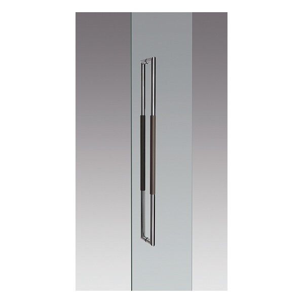 ドアプルハンドル 鏡面+ダークブラウンレザー DA-141-P8-0900 1個