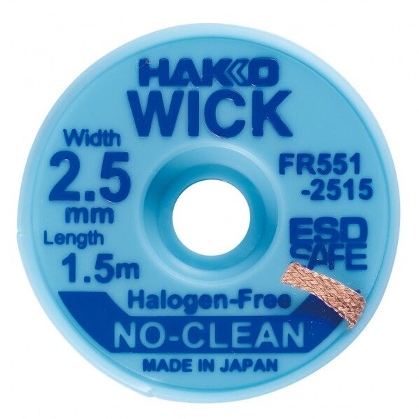 HAKKO はんだ吸取線 ウィック FR-551 ノークリーン ハロゲンフリー 2.5mm×1.5m FR551-2515-J 1個
