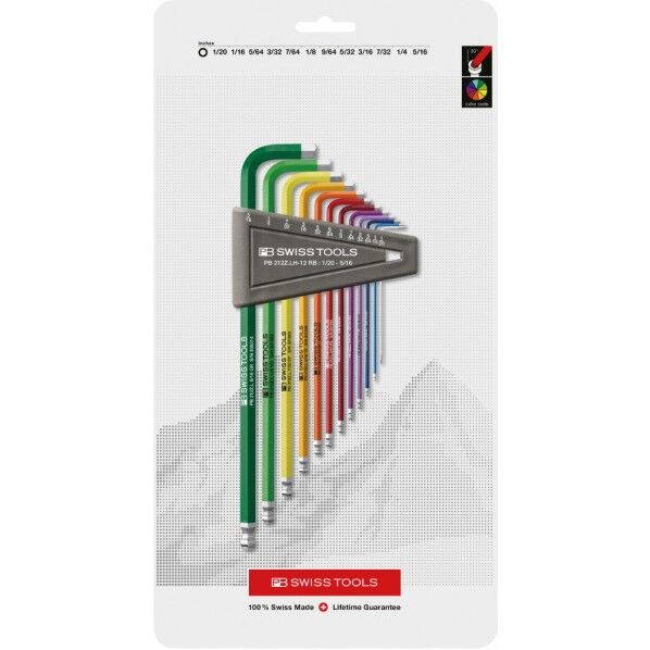 12本組 ボールロングレインボーレンチ 台紙付