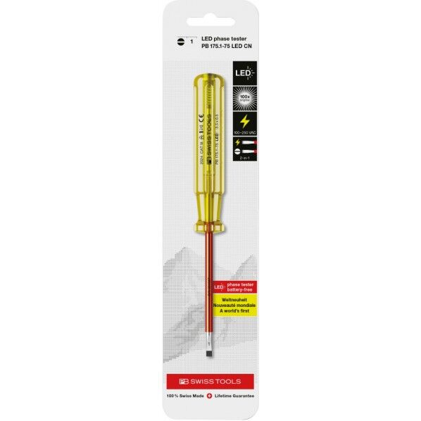 PBスイスツールズ 適合ネジM2 検電ドライバーLED AC100V-250V用 台紙付 175.1-75LEDCN 1本