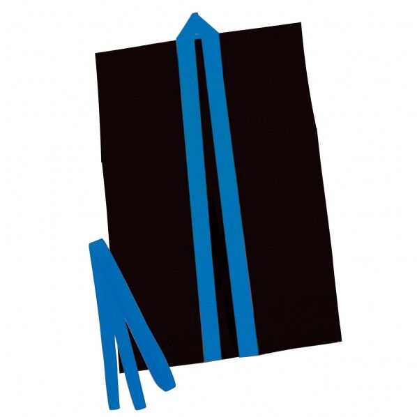 カラー不織布ハッピ袖無 黒(青襟)J