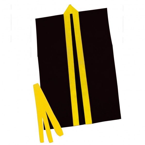 カラー不織布ハッピ袖無 黒(黄襟)J