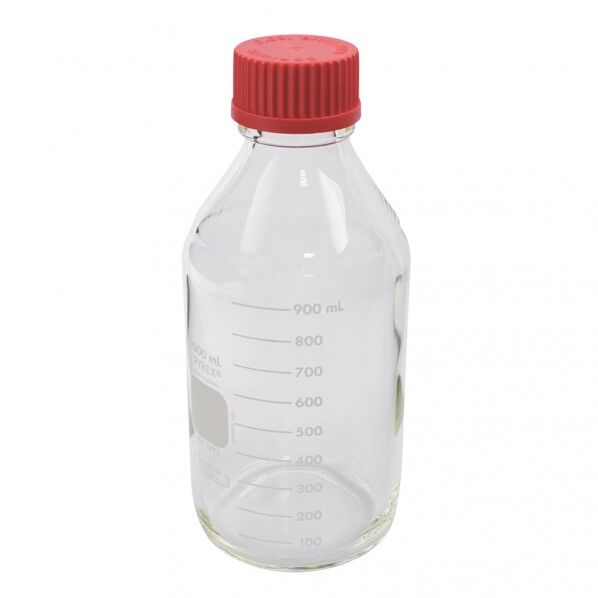 メディウム瓶　１３９５-１ＬＨＴＣ　PYREX(R)・赤耐熱キャップ付き　 1000ml 3-3308-04 1