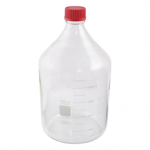 メディウム瓶　１３９５-５ＬＨＴＣ　PYREX(R)・赤耐熱キャップ付き　 5000ml 3-3308-06 1
