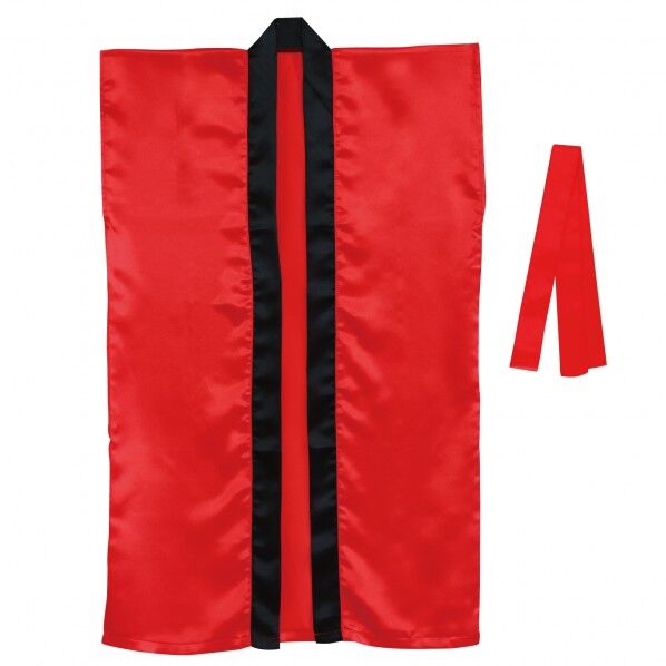 サテンロングハッピ(ハチマキ付) 赤 M