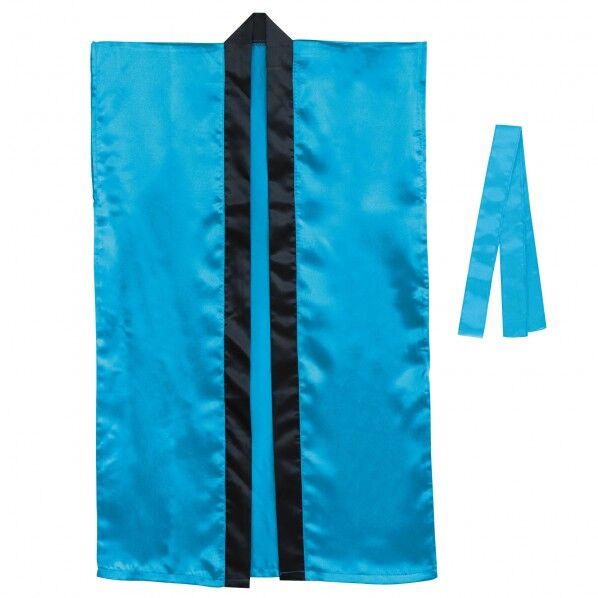 サテンロングハッピ(ハチマキ付) 青 M