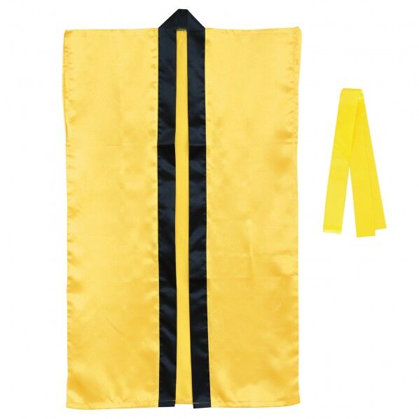 サテンロングハッピ(ハチマキ付) 黄 M