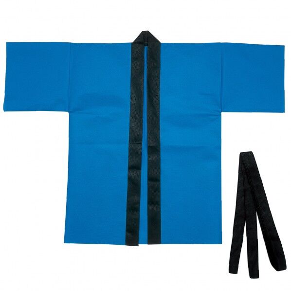 カラー不織布ハッピ(帯付) 青 M